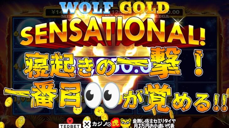 #689【オンラインカジノ｜スロット🎰】モーニングWOLF!寝起きの一撃一番目が覚める👀｜Wolf Gold｜金無し痔主セミリタイヤ月3万円お小遣い代表